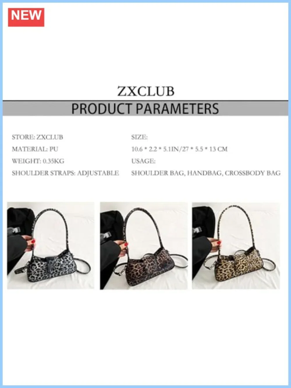 Leopard Print PU Leather Hobo Shoulder Bag Y2k Crescent Tote Purse